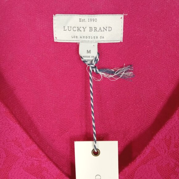 LUCKY BRAND Pink Lace V-Neck Top Womens Size Medium NWT - Picture 6 of 10